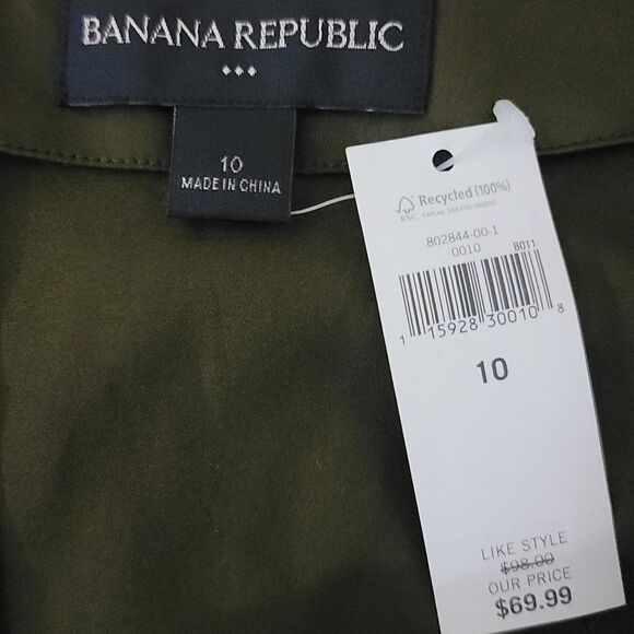 NWT Banana Republic Olive Pleated Skirt Sz 10 - Picture 3 of 3